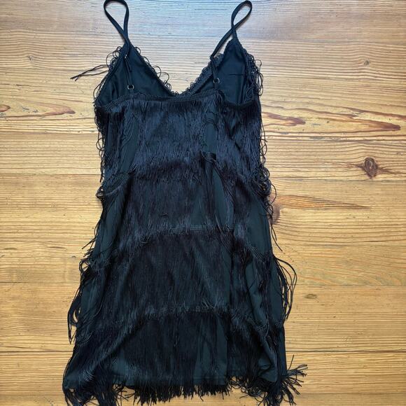 Shein black layered fringe flapper cami mini dress SIZE S - Picture 1 of 7